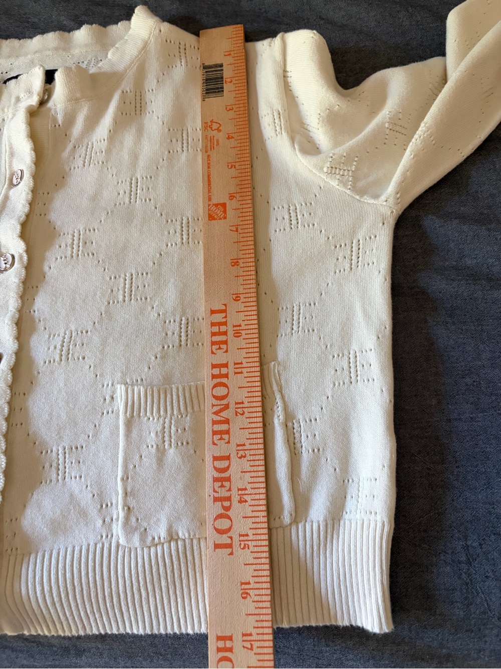 Ellandemm Cream Cropped Cotton Cardigan with Textured Knit S/M - Picture 4 of 8